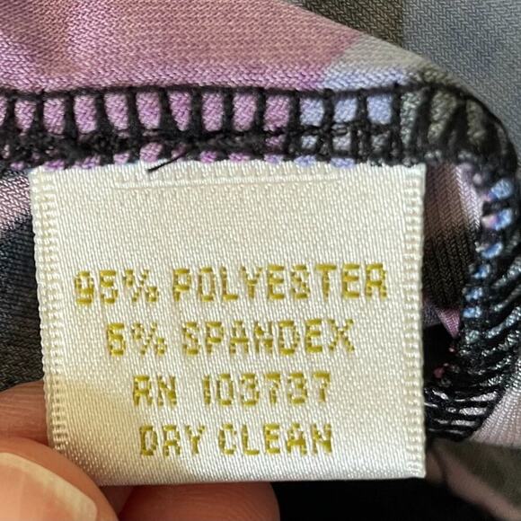 Jersey, Stretch, Bodycon, Geometric, Colorful, 70s Inspired Dress, Size 10 - Picture 9 of 15